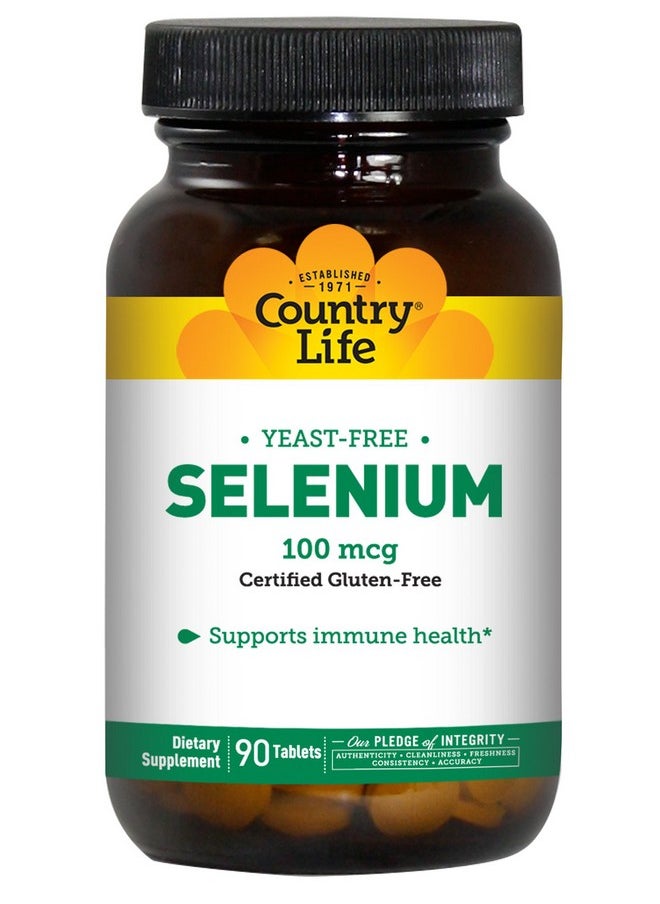 Country Life - Selenium Yeast Free Supports Immune Health 100Mcg 90 Tablets Certified Gluten Free Certified Vegan Certified Halal - Image 1