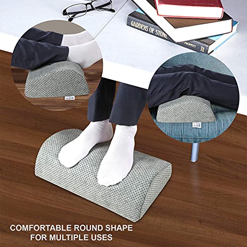 Metron Foot Rest Under Desk for Office Chair, Ergonomic Foot Stool with Curved Orthopedic Design | Non-Slip Cover, Foot Support Cushion for Work, Home & Study, Pack of 1 (Grey - Image 2