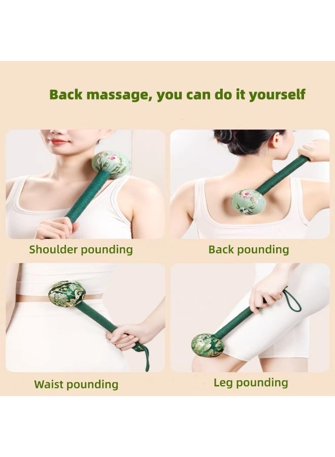 Pack of 2 Long Wormwood Massage Hammers, Handheld Long Handle Lymphatic Drainage Massage Tools, Manual Knocking Massager for Relieving Back & Muscle Pain, Green, 12.5 Inches - Image 4