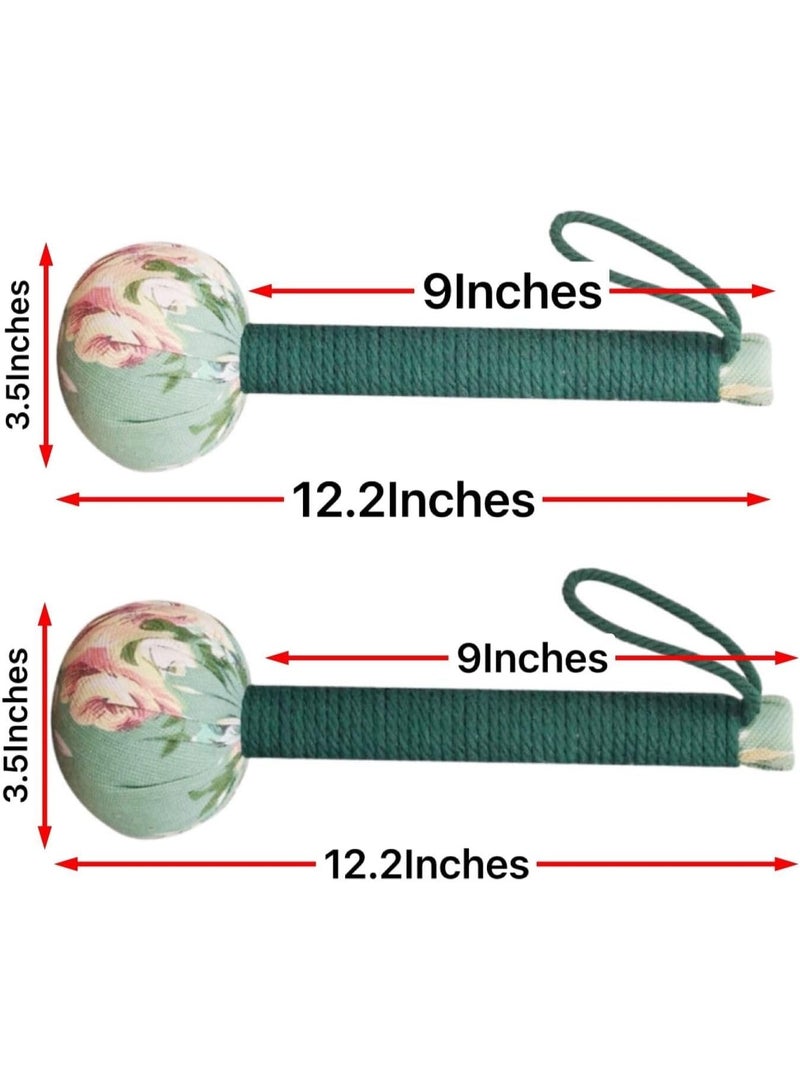 Pack of 2 Long Wormwood Massage Hammers, Handheld Long Handle Lymphatic Drainage Massage Tools, Manual Knocking Massager for Relieving Back & Muscle Pain, Green, 12.5 Inches - Image 2