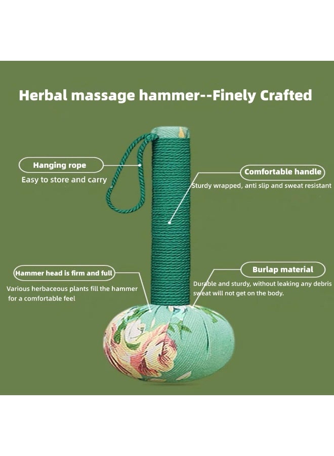 Pack of 2 Long Wormwood Massage Hammers, Handheld Long Handle Lymphatic Drainage Massage Tools, Manual Knocking Massager for Relieving Back & Muscle Pain, Green, 12.5 Inches - Image 5