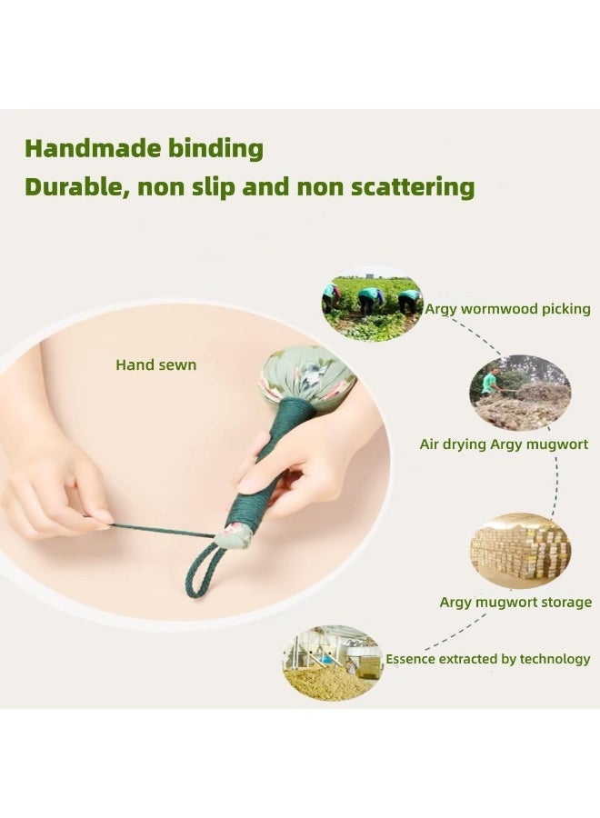 Pack of 2 Long Wormwood Massage Hammers, Handheld Long Handle Lymphatic Drainage Massage Tools, Manual Knocking Massager for Relieving Back & Muscle Pain, Green, 12.5 Inches - Image 3
