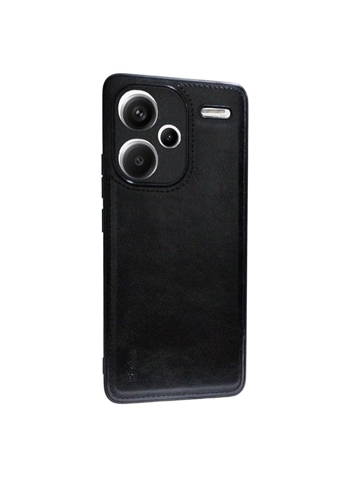 Case Compatible with Redmi Note 13 Pro Plus Case, Plain Leather Soft TPU Silicone Bumper Anti-Fingerprint Shockproof Protective Cover for Redmi Note 13 Pro Plus (Black)