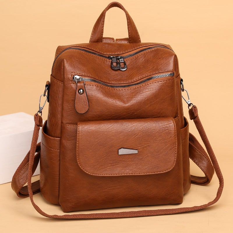 Women's Fashion Street Style Soft PU Convertible Backpack Shoulder Crossbody Bag - Image 1