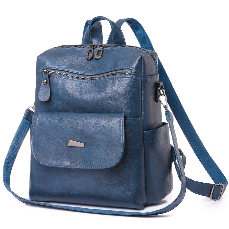 Women's Fashion Street Style Soft PU Convertible Backpack Shoulder Crossbody Bag - Image 2
