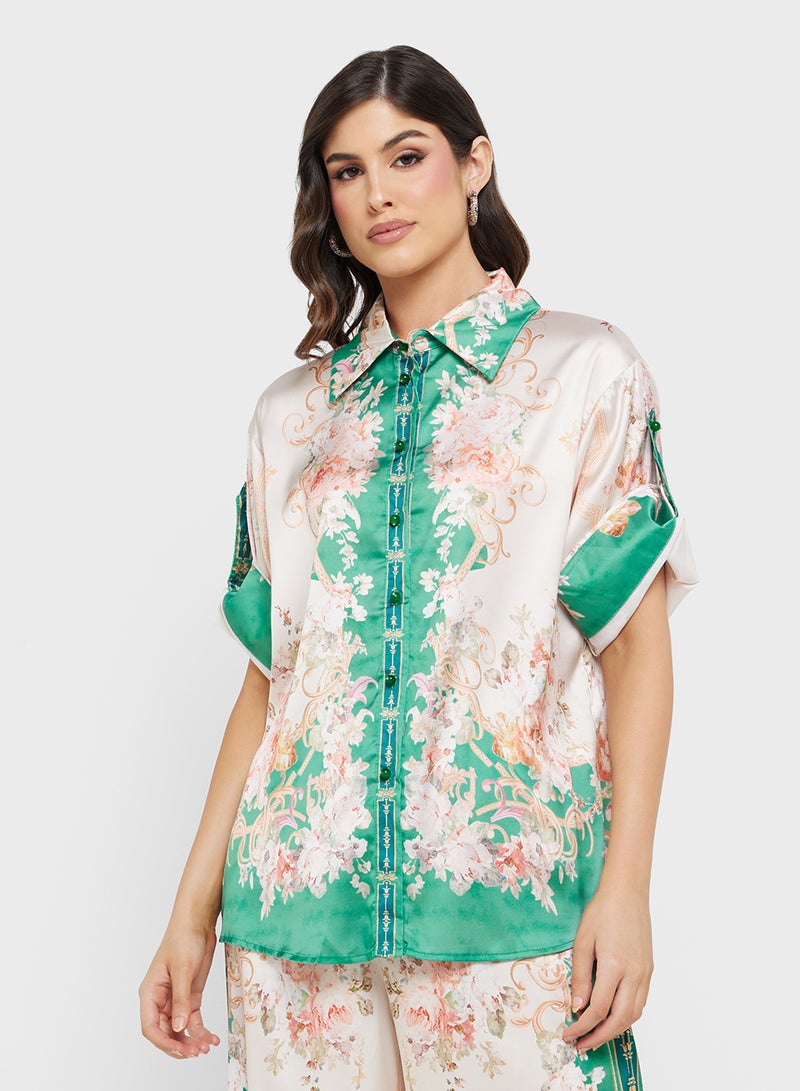 Khizana Floral Print Top & Skirt Set - Image 3