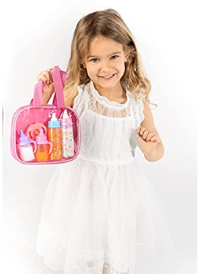 Fash N Kolor®, My Sweet Baby Disappearing Doll Feeding Set | Baby Care 4 Piece Doll Feeding Set For Toy Stroller | 2 Milk & Juice Bottles With Toy Pacifier For Baby Doll, - Image 3
