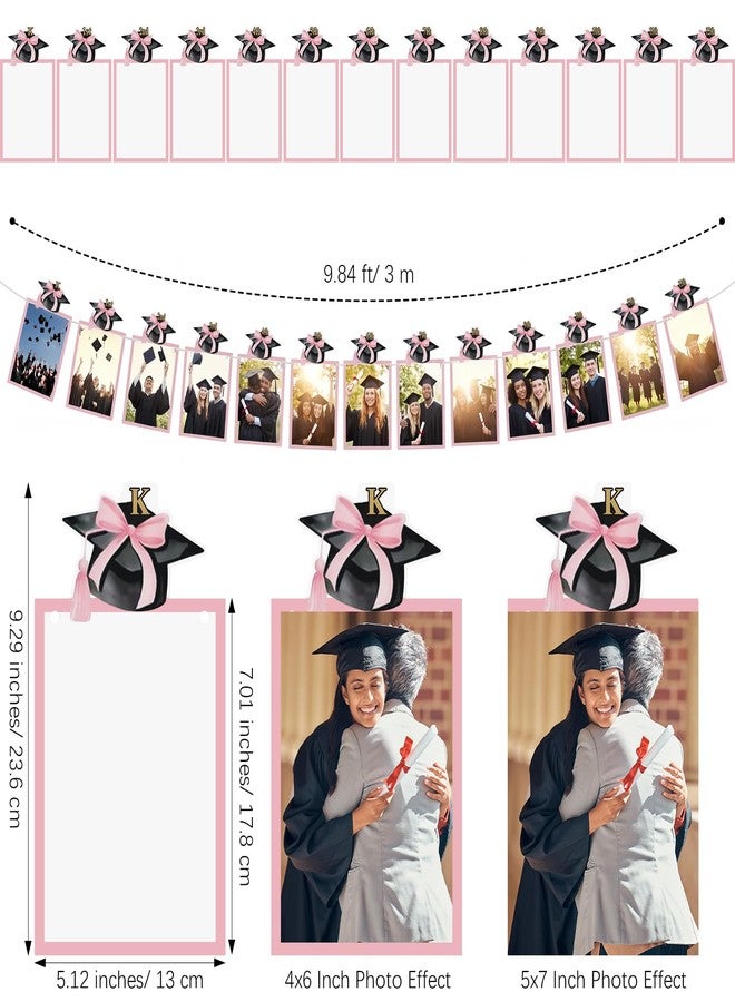 Marspark Pink Bow Graduation Photo Banner K-12th Grade Class of 2026 Coquette Picture Banner Pink Graduation Party Supply Suitable for 4" x 6" photos Middle High School College Party Supplies - Image 2