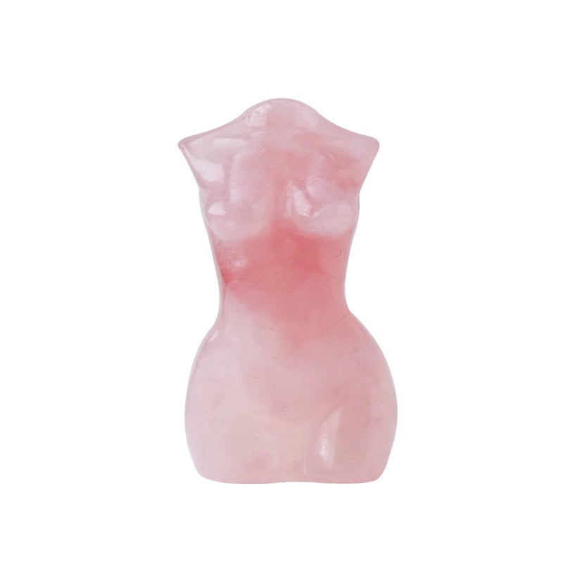 Apengshi Natural Rose Quartz Goddess Image Hand-Carved Female Model Collect Sculpture Crafts Healing Crystal Meditation Yoga Balancing Chakras Reiki Statue Pocket-Sized Home Ornaments Spiritual Gifts - Image 1