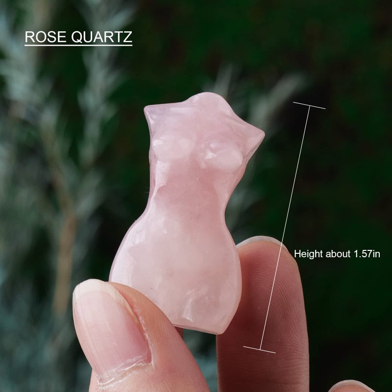Apengshi Natural Rose Quartz Goddess Image Hand-Carved Female Model Collect Sculpture Crafts Healing Crystal Meditation Yoga Balancing Chakras Reiki Statue Pocket-Sized Home Ornaments Spiritual Gifts - Image 2