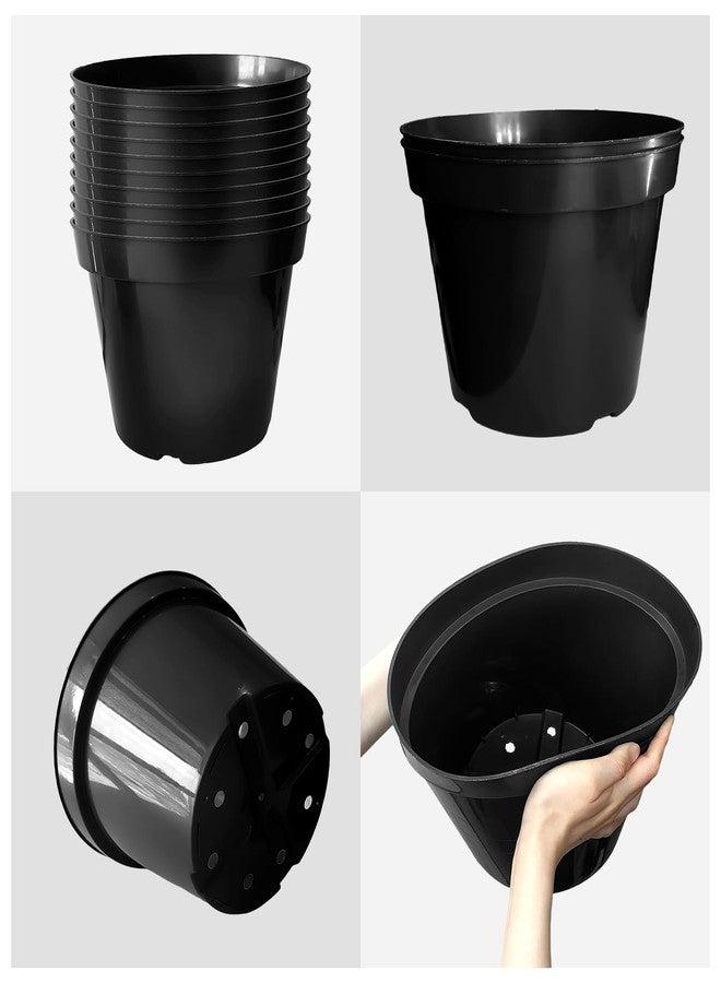 RooTrimmer 10 Pack Plant Planter, 10 Inch Thick Plant Pots with Multiple Drainage Holes, Pots for Plants Such as Herbs Strawberry and Flowers, Black - Image 3