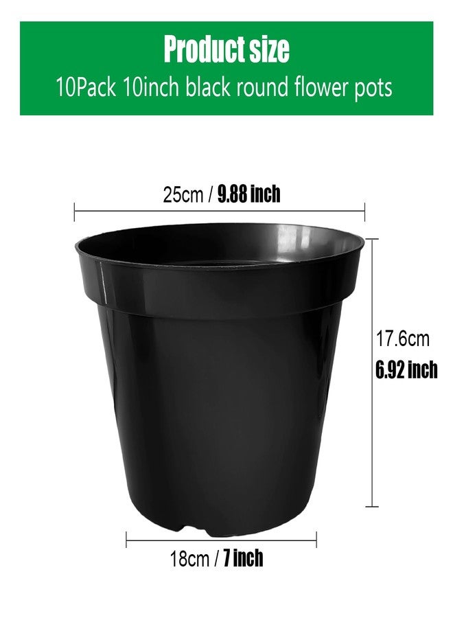 RooTrimmer 10 Pack Plant Planter, 10 Inch Thick Plant Pots with Multiple Drainage Holes, Pots for Plants Such as Herbs Strawberry and Flowers, Black - Image 5