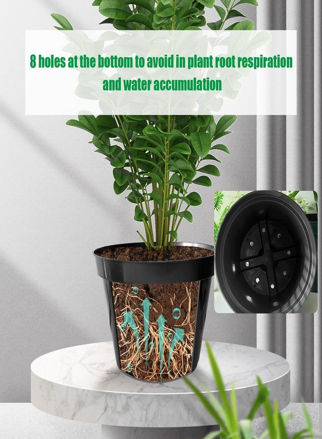 RooTrimmer 10 Pack Plant Planter, 10 Inch Thick Plant Pots with Multiple Drainage Holes, Pots for Plants Such as Herbs Strawberry and Flowers, Black - Image 2
