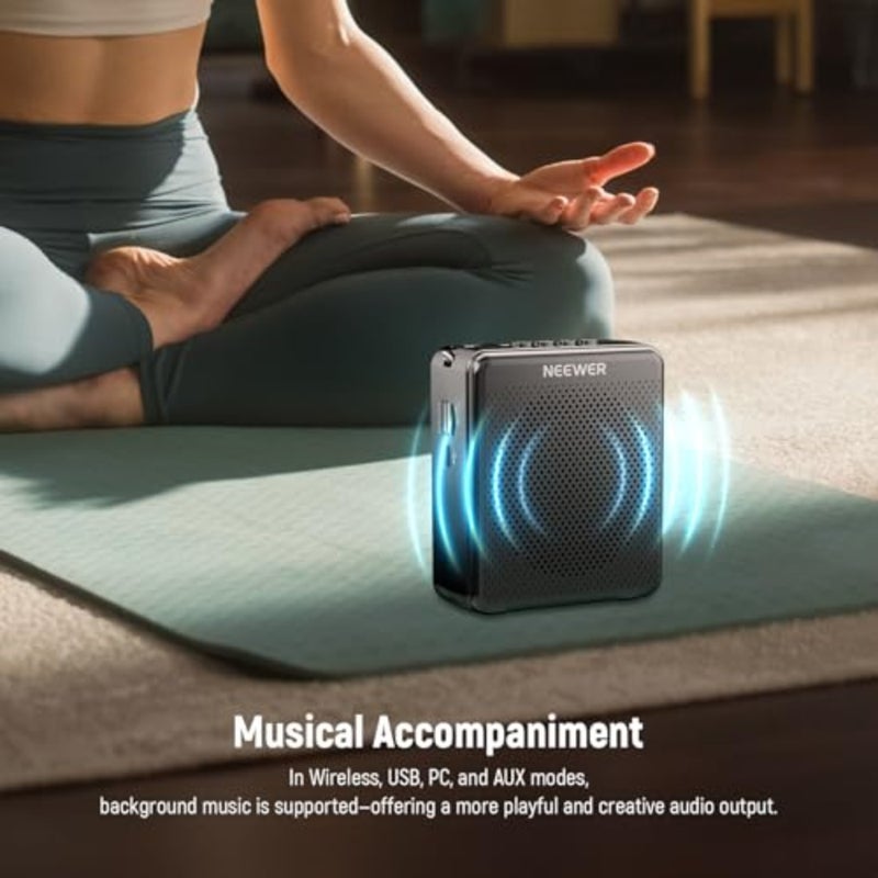 مضخم صوت VA02 مع ميكروفون لاسلكي، مكبر صوت صغير محمول USB C قابل لإعادة الشحن وإلغاء الضوضاء ومكبر صوت ومجموعة ميكروفون، 10 ساعات، نطاق 15 مترًا لمعلمي الفصول الدراسية والمرشدين السياحيين - Image 4