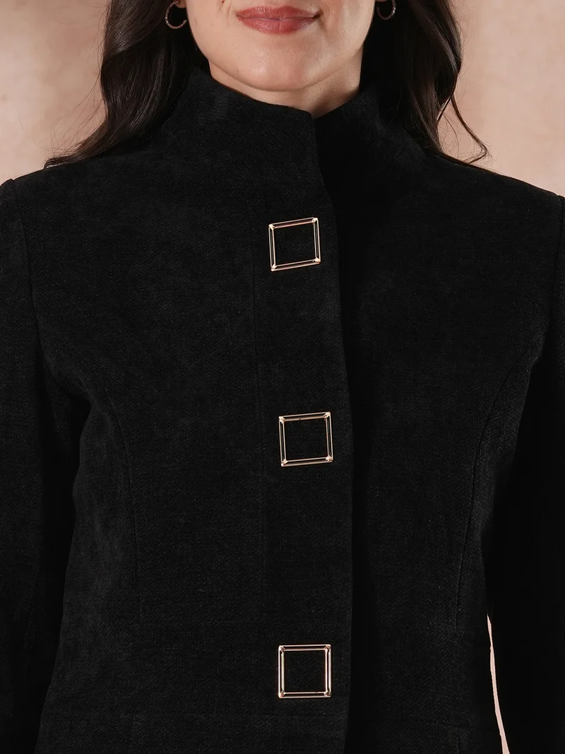 globus Women Mandarin Collar Overcoat