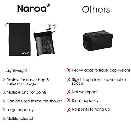 Naroa Waterproof Multifunctional Toiletry Shower Bag for Gym, Travel, Business and Foldable Portable Hanging Bathroom Mesh Caddy with Wet & Dry Storage Suction Hook Tote for Men Women - Image 5