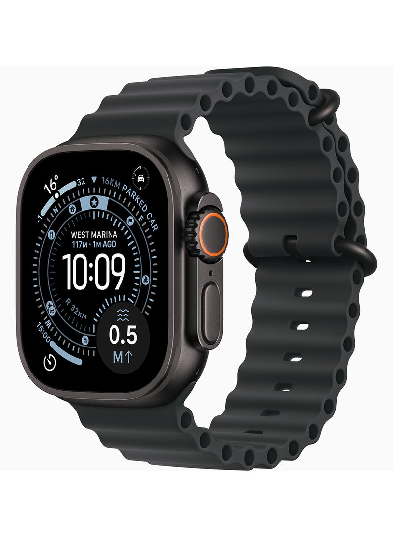 Apple Watch Ultra 3 GPS + Cellular 49mm (Middle East Version) Black Titanium Case With Black Ocean Band - Image 1