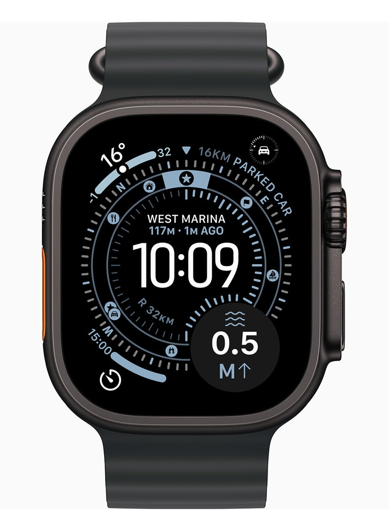 Apple Watch Ultra 3 GPS + Cellular 49mm (Middle East Version) Black Titanium Case With Black Ocean Band - Image 2