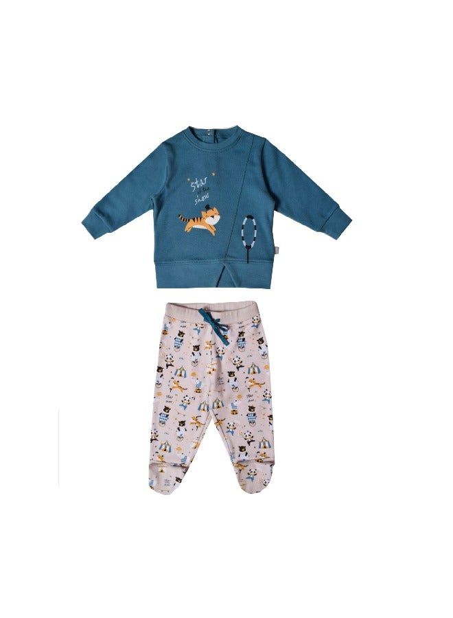 Junior High Quality Cotton Blend and comfy Pajama Set " T-Shirt & Printed Pants " - Image 1