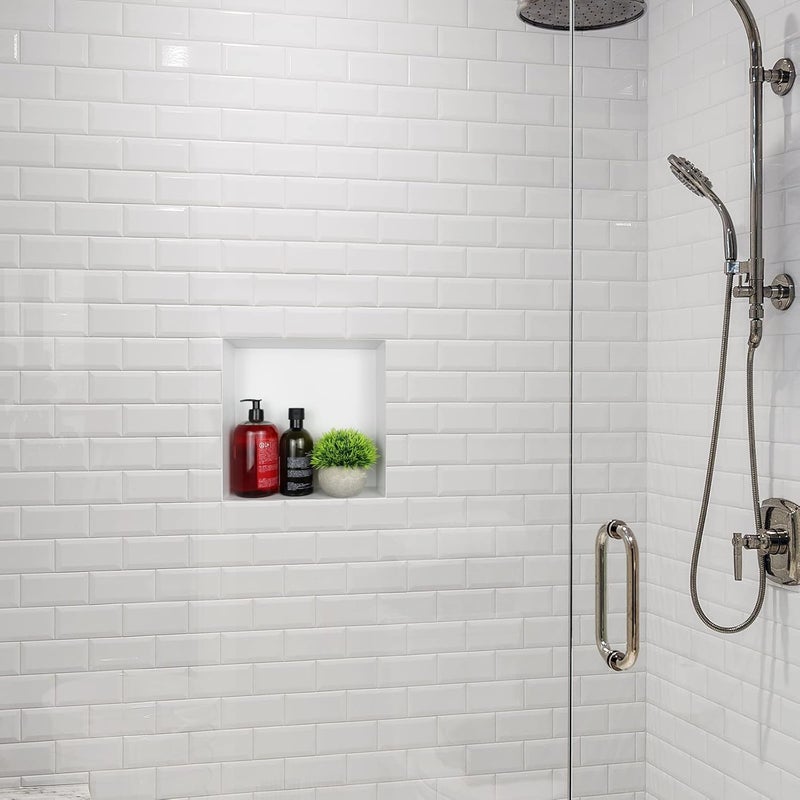 Bernkot Stainless Steel Shower Niche 12" X 12" White No Tile Needed Niche Shower for Bathroom Storage Recessed Wall Niches Bathroom Shelf Flush Mounted Installation - Image 5