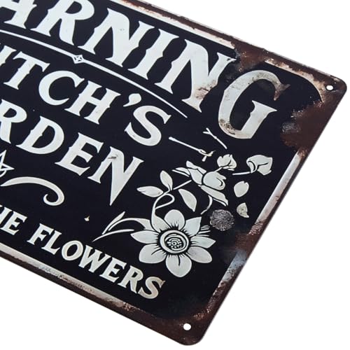 ERLOOD Warning Witch's Garden Do Not Pick The Flowers Metal Tin Sign Vintage Wall Decoration Home Garden Kitchen Art Sign 8 x 12 - Image 3