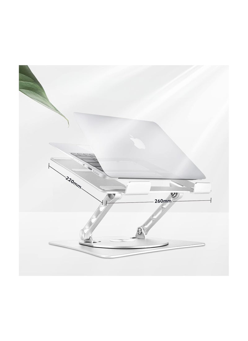 Generic Adjustable Aluminum Laptop Stand with 360° Rotating Base – Ergonomic Foldable Holder for Laptops up to 16 Inches, Silver  - Image 3