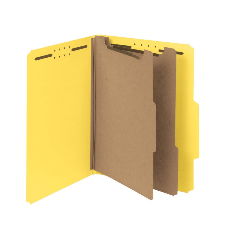 Smead 100 Recycled Pressboard Classification File Folder 2 Dividers 2 Expansion Letter Size Yellow 10 per Box 14064