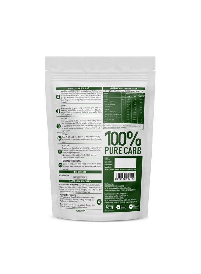 NAKPRO NAKPRO 100% PURE CARB | High Calorie Carbohydrate for Weight Gain & Mass Gain | Easy Mixing, Fast Digesting Supplement Powder (1.5 Kg, Unflavoured)  - Image 2