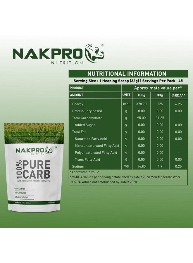 NAKPRO NAKPRO 100% PURE CARB | High Calorie Carbohydrate for Weight Gain & Mass Gain | Easy Mixing, Fast Digesting Supplement Powder (1.5 Kg, Unflavoured)  - Image 3