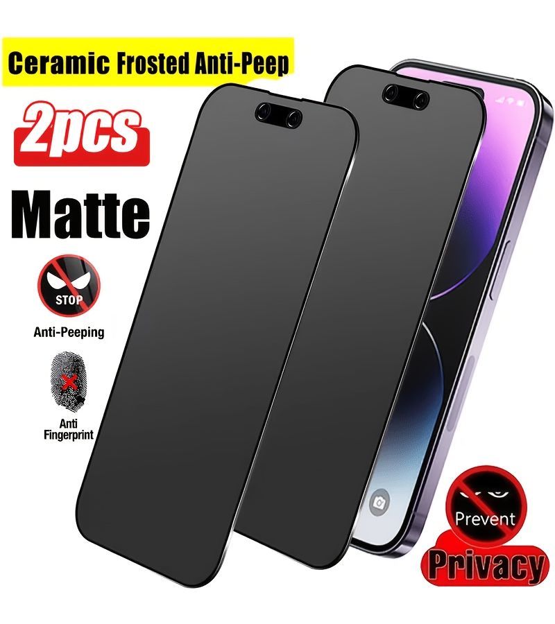 2Pcs Full Coverage Matte Frosted Privacy Screen Protector 9H Hardness Edge Protection Anti Drop Anti Scratch Easy Installation Bubble Free Compatible With iPhone 16e - Image 1
