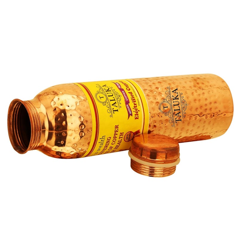 Taluka زجاجة ماء نحاسية مصنوعة يدويًا ومطرقة 25 × 10 1000 مل بني - Image 3