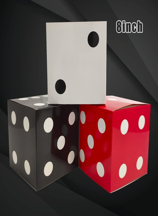 Eylola 6 Pcs Dice Favor Boxes 8 x 8 x 8 Inch dice Boxes Bulk for centerpieces Casino Party Decorations Game Night Decorations Casino Themed Party Goodie Boxes Gift Box (Black, White, Red - Image 2