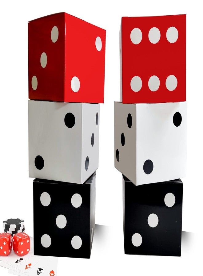 Eylola 6 Pcs Dice Favor Boxes 8 x 8 x 8 Inch dice Boxes Bulk for centerpieces Casino Party Decorations Game Night Decorations Casino Themed Party Goodie Boxes Gift Box (Black, White, Red - Image 1