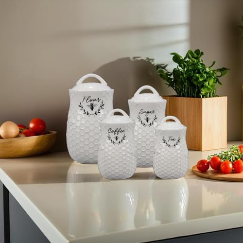 Young's Inc Ceramic Honey Bee Canisters, 4 pc/set - Image 2