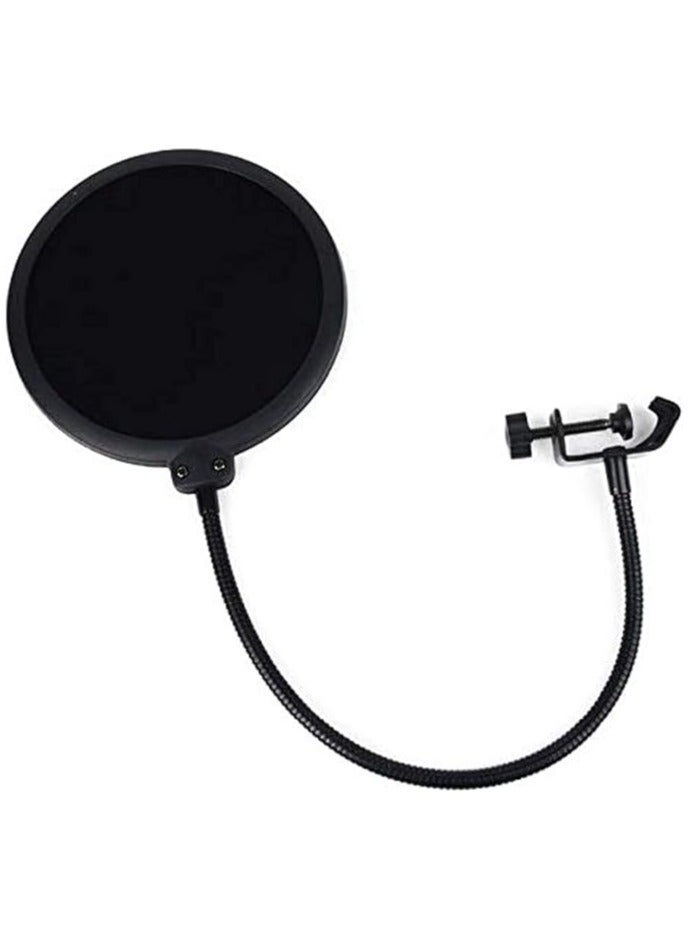 erorex Double Layer Studio Microphone Wind Screen Pop Filter for Speaking Recording, Black - Image 1