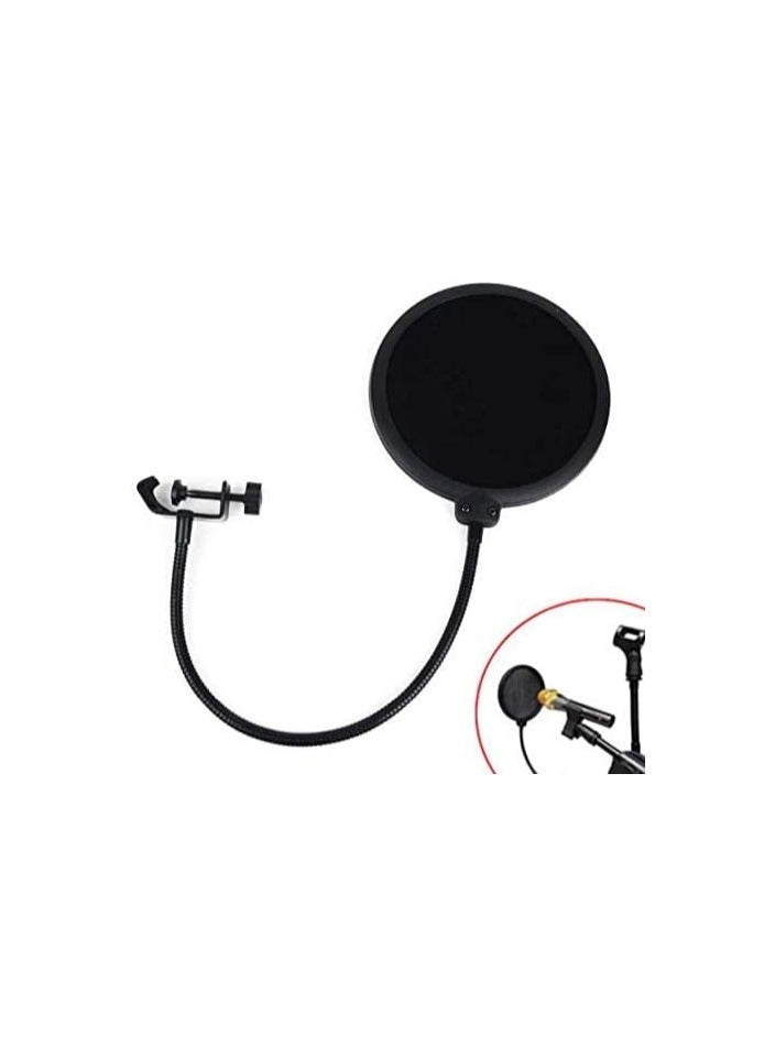 erorex Double Layer Studio Microphone Wind Screen Pop Filter for Speaking Recording, Black - Image 2
