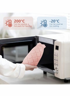 SYOSI Hot Water Bottle Bag with Knit Cover for Microwave Heating Silicone, Hot  Cold Therapies Back Pain   Gift for g ir lf rie n d, Mather, Valen tine's Day, Gift Exchange Party Pink   Long2  - Image 3