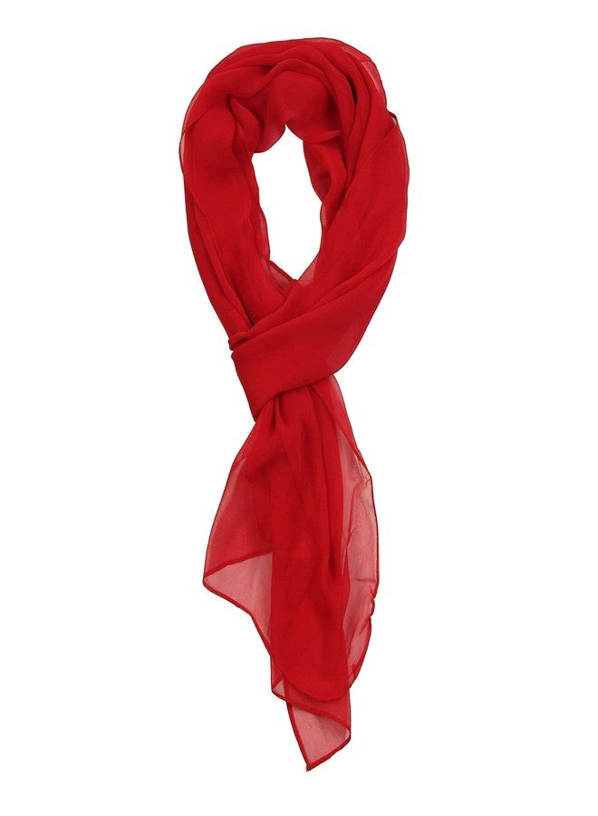 PANTONIGHT Long Chiffon Sheer Scarf For womens (Red 074) - Image 2