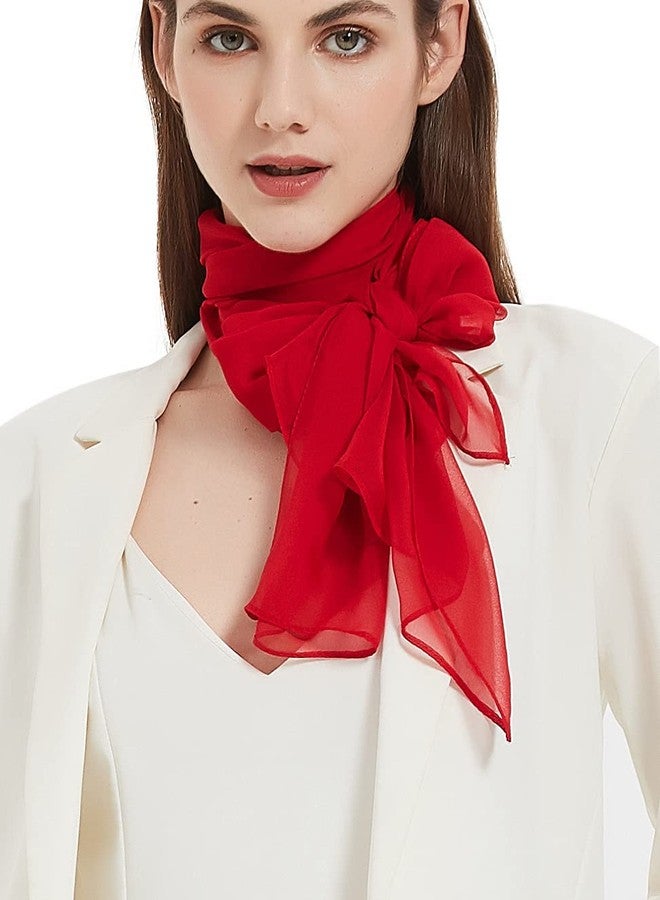PANTONIGHT Long Chiffon Sheer Scarf For womens (Red 074) - Image 4