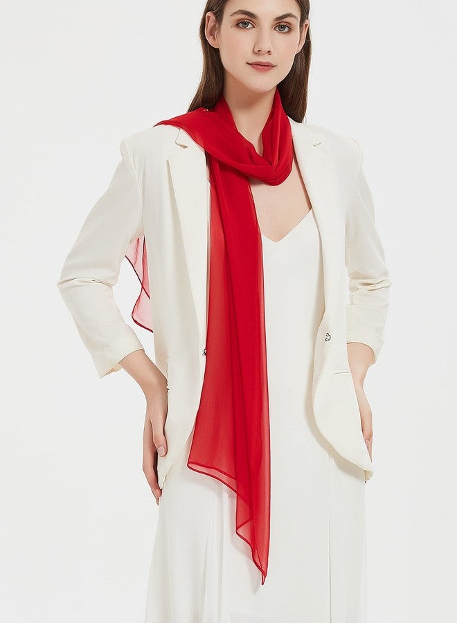 PANTONIGHT Long Chiffon Sheer Scarf For womens (Red 074) - Image 5