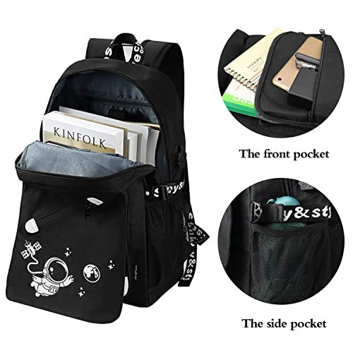 FEWOFJ Anime Astronaut Backpack for Boys, School Bags Glow Bookbags for Teenagers - Image 4