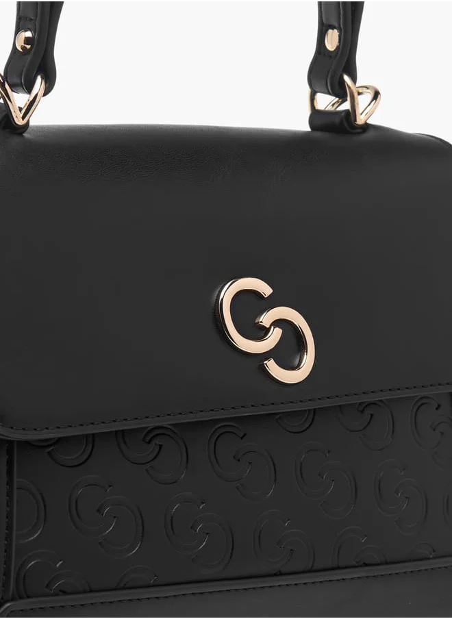 Celeste Women Monogram Embossed Satchel Bag with Top Handle and Detachable Strap
