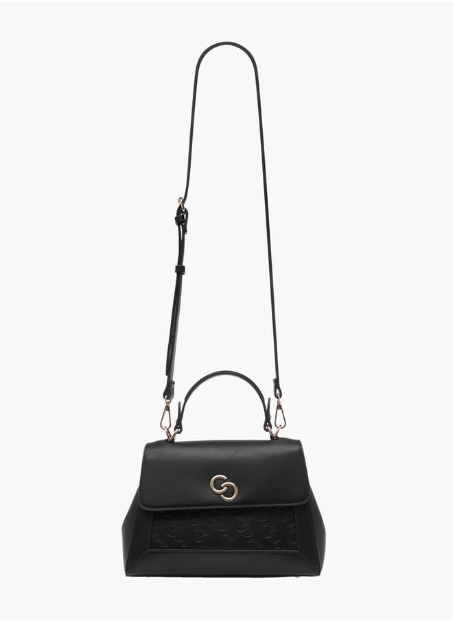 Celeste Women Monogram Embossed Satchel Bag with Top Handle and Detachable Strap  - Image 2