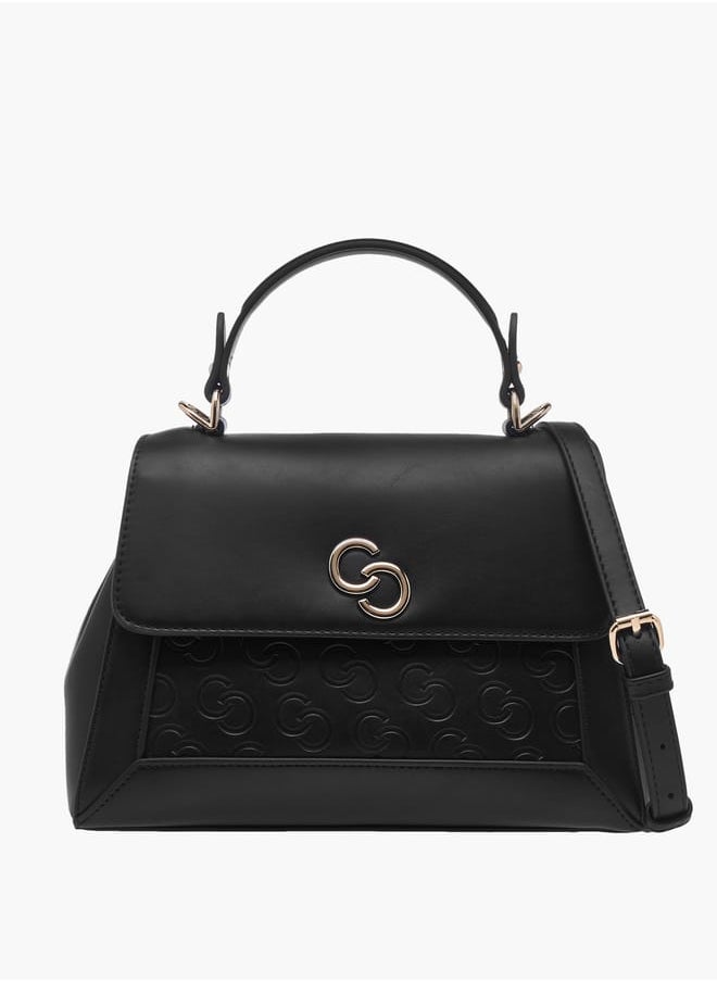 Celeste Women Monogram Embossed Satchel Bag with Top Handle and Detachable Strap  - Image 1