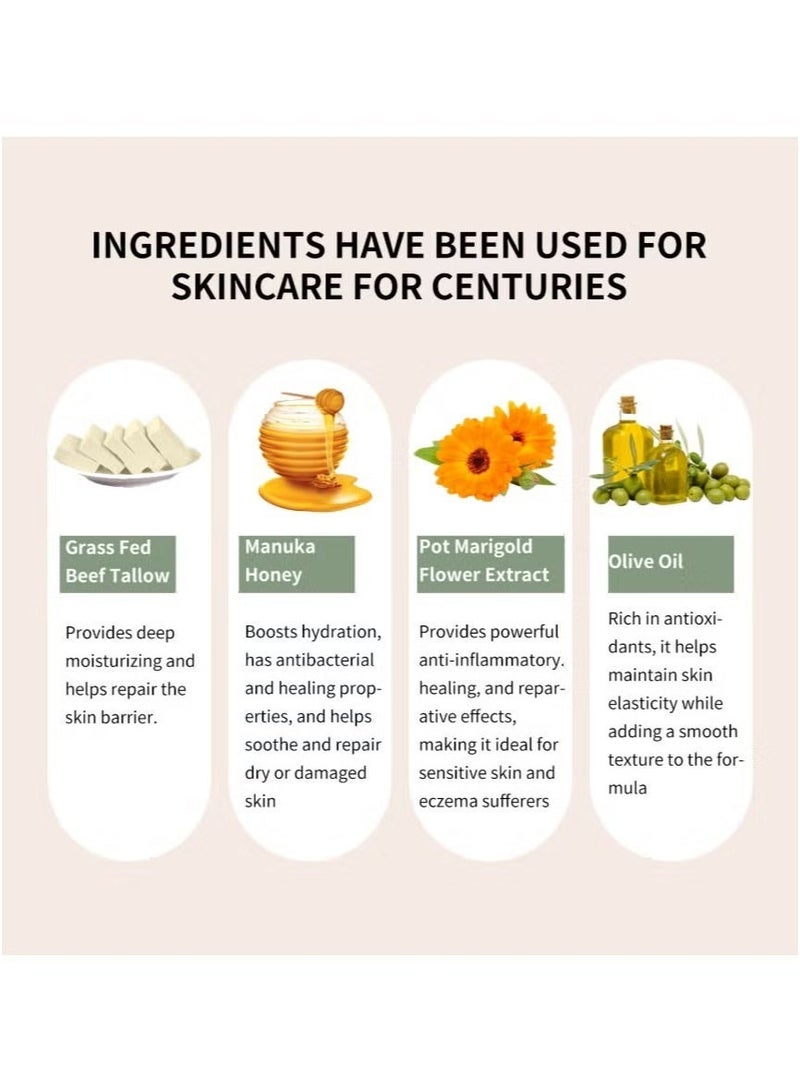 SADOER Intense Nourishing Body Cream & Balm - With Natural Beef Tallow for 72H Moisture, Deep Repair for Dry Skin, Halal Certified, Non-Greasy Formula - Image 5
