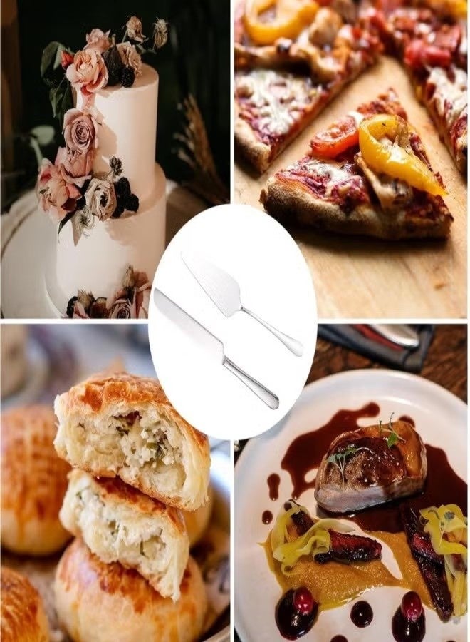 Happy D Cake Serving Set Wedding Cake Knife and Server Set Cake Cutting Utensils Stainless Steel Cake Cutter Serrated Cake Knife Professional Dessert Server for Cake Cheese Pie Pizza - Image 2