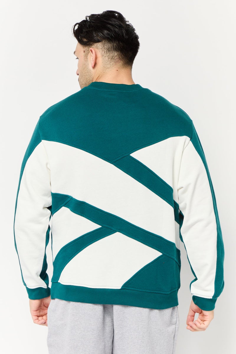 Reebok سويت شيرت رياضي للرجال بأكمام طويلة مناسب للخارج، أخضر مائل إلى الأزرق - Image 4