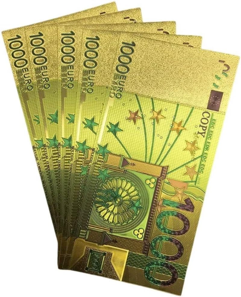 Gold-Plated Banknote Collectible Marker Set: 5-Piece - Top-Load Design Clear Display for Collectors, Gift Givers, Home Collection Display - Image 1