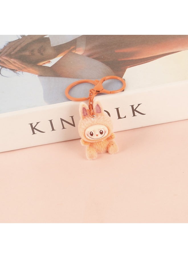 NIBEMINENT Resin Cartoon Cute Flocking LABUBU Keychain, Pendant Doll Accessory Key Chain Gift 