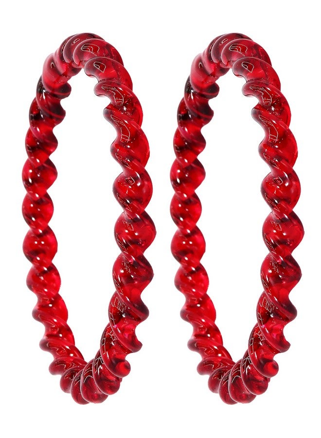 NMII Twisted Design Spiral Crystal Glass Kada Set For Women & Girls | Bangles For Women Glass Bangles Kangan | Glass Bangles Set Red | Crystal Glass Bangles | Kanch ke Kade-(GK37-Baldar-Red-2.8) - Image 1